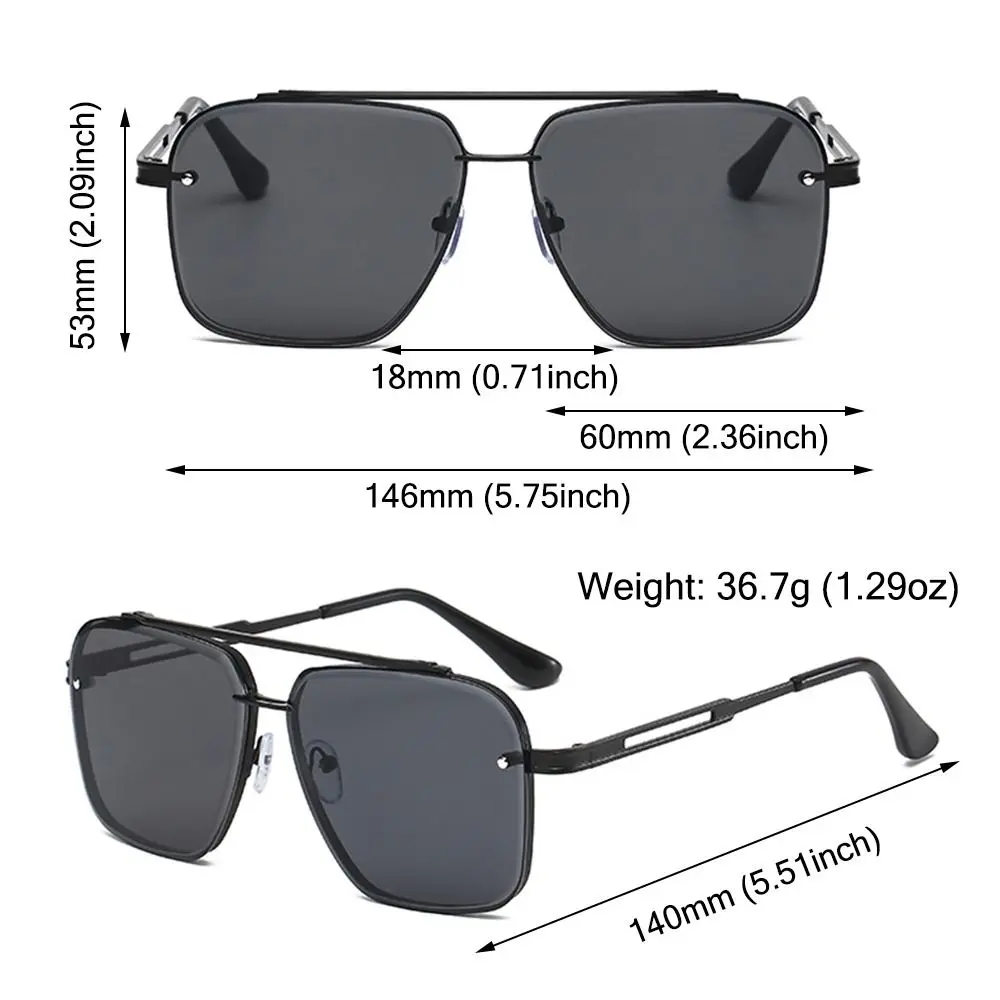 Gafas de sol con montura metálica grande y gradiente, protección UV400 clásica, gafas de sol cuadradas de gran tamaño, gafas de sol para conducir y viajar - imagen 5