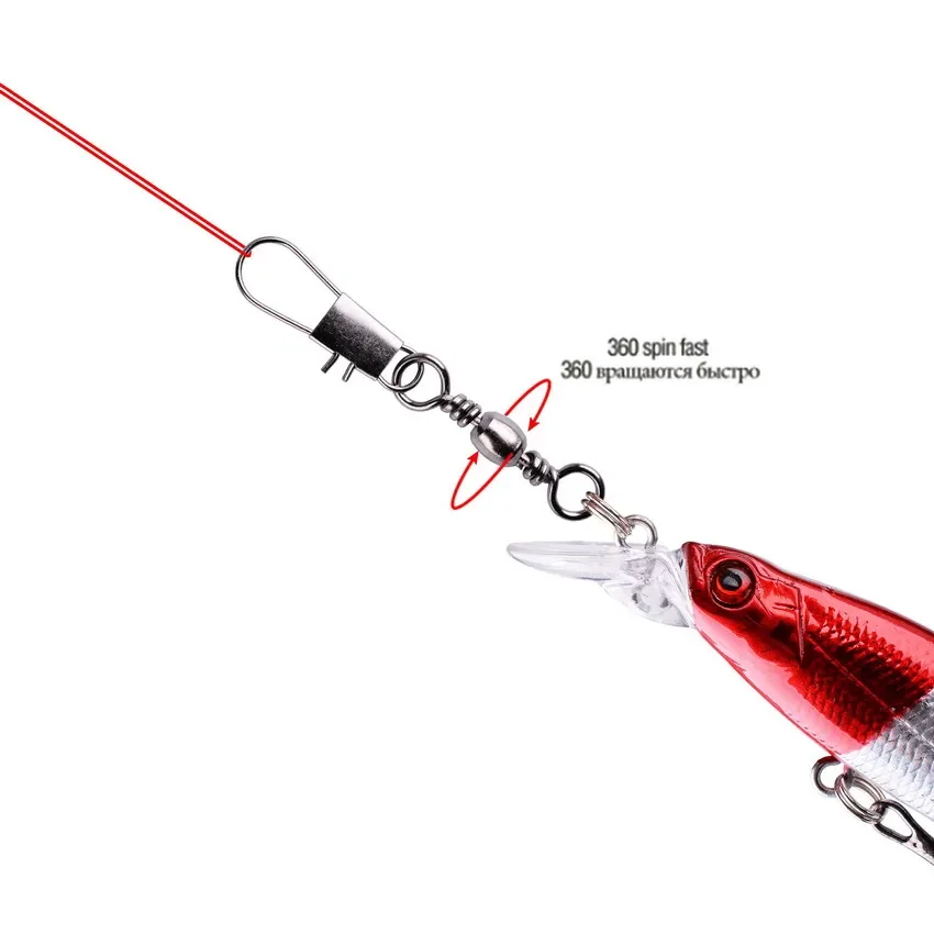 Señuelo giratorio de anzuelo de pesca, accesorios de pesca de Lucio, Pin conector de rodamiento giratorio de acero inoxidable, aparejos a presión con caja, 10 Uds. - imagen 4