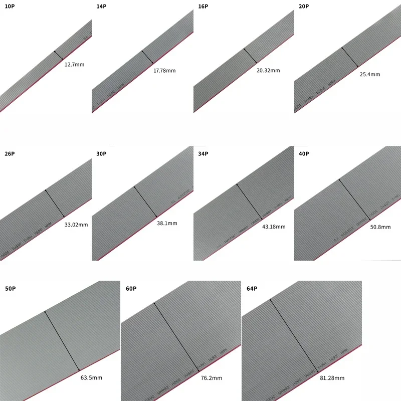 1 ~ 10m 1,27mm UL2651 Cable plano de cinta gris 28AWG 10 14 16 20 26 30 34 40 50 60 pines 300V para Cable de datos de conector IDC de 2,54mm - imagen 5