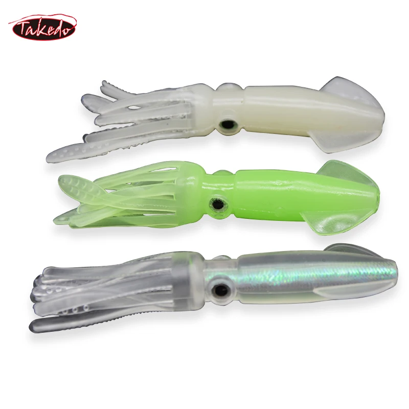 TAKEDO-señuelo suave para pesca en el mar, cebo multicolor de 10cm y 8g, calamar, molusco, pulpo, 5 unids/lote por bolsa - imagen 3