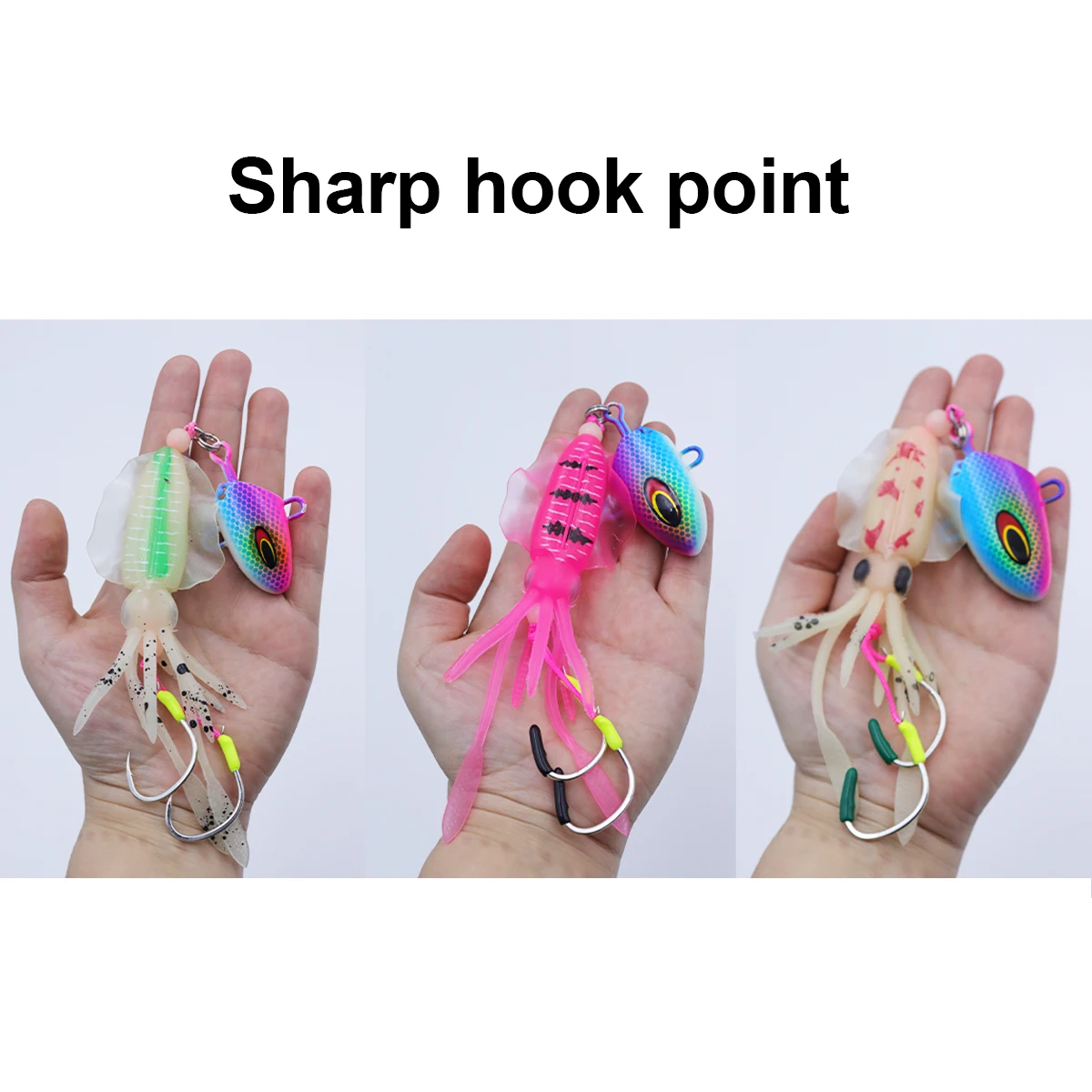 ZYZ-cebo de calamar con cabeza JIG, anzuelos dobles afilados, 100G, 150G, 200G, anzuelos de cuerda para pesca en aguas profundas, para atún, malta, pargo - imagen 5