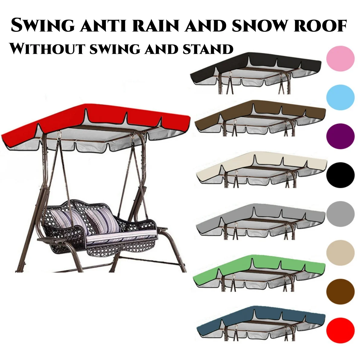 Columpio para patio al aire libre, techo, tela Oxford 210d, refugio impermeable, dosel protector para clima lluvioso y nevado, solo dosel oscilante - imagen 3