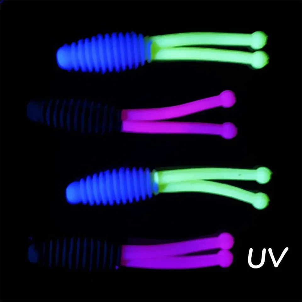 Shads de vinilo MUKUN UV – Cebo luminoso para lucio y perca - imagen 5
