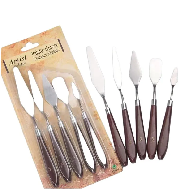 5 unids/bolsa pintura al óleo raspador paleta cuchillo suministros de arte acuarelas fina pintura Gouache acrílica espátula elegir herramientas de mezcla de colores - imagen 4