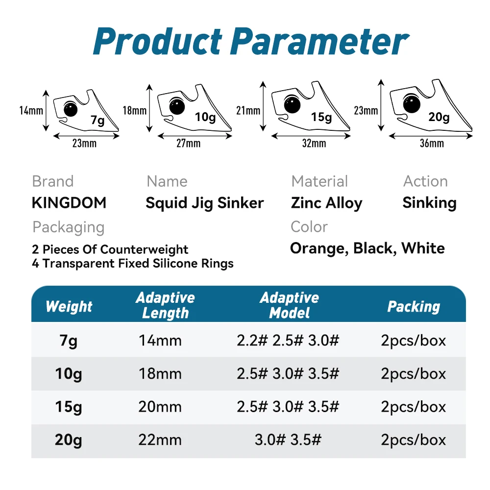 Kingdom calamar Jig plomo aparejos de pesca 7g 10g 15g 20g hundimiento luminoso EGI plomo pulpo sepia accesorios de pesca 2 piezas - imagen 2
