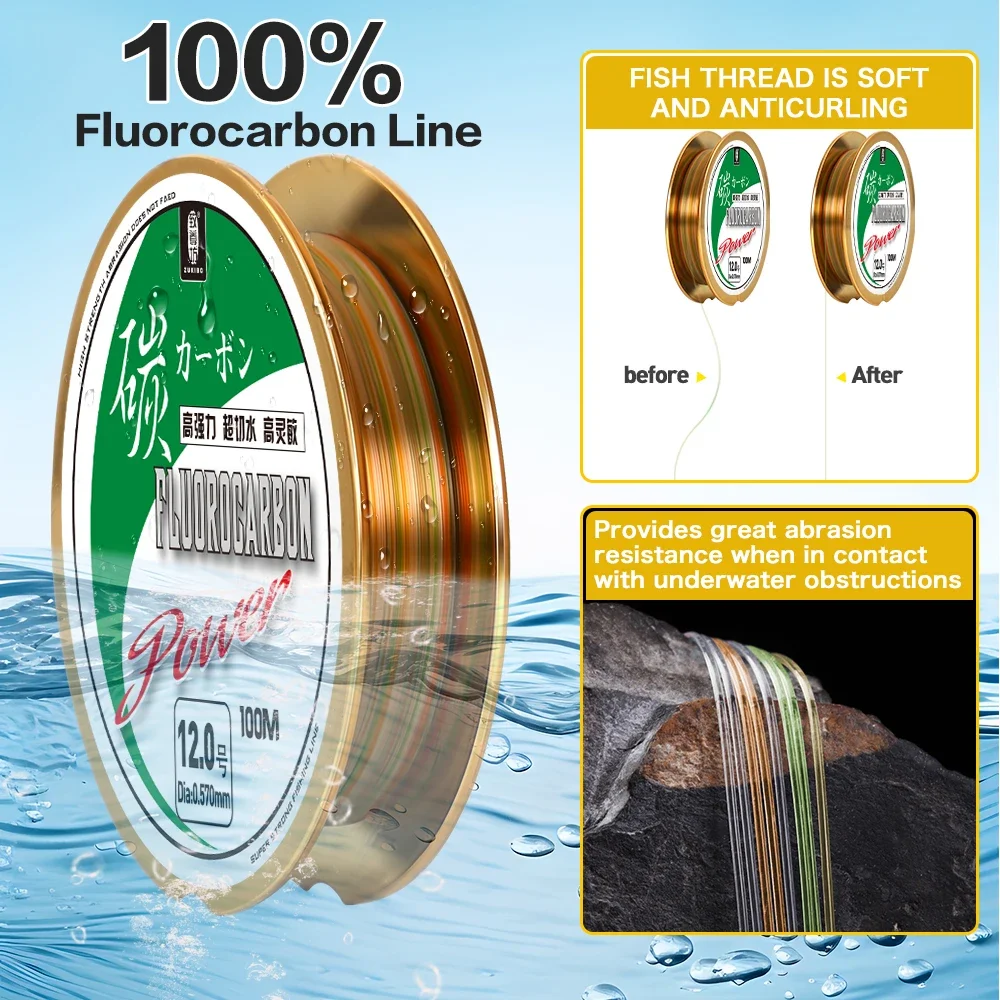 ZUKIBO 50M 100M 100% Material japonés 2-88LB líneas de pesca de fluorocarbono línea líder de fibra de carbono pesca de carpa de hundimiento rápido - imagen 5