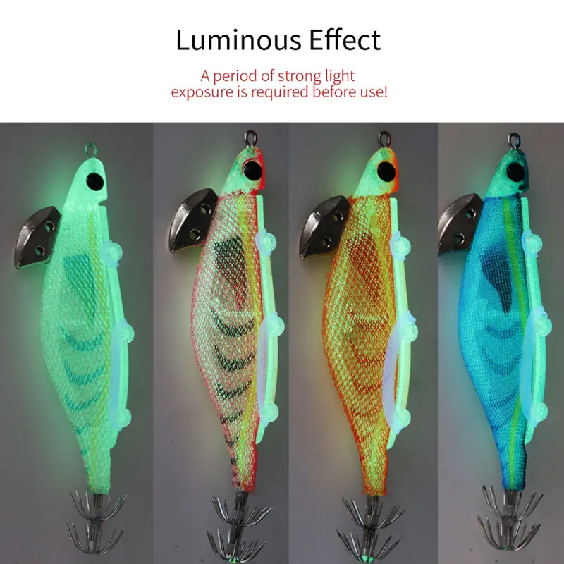 ZYZ-señuelo de pesca de mar con camarones de madera, luminoso con sonajero, cebo para pescar, puede atar en la espalda, calamar, pulpo, sepia, camarones - imagen 5
