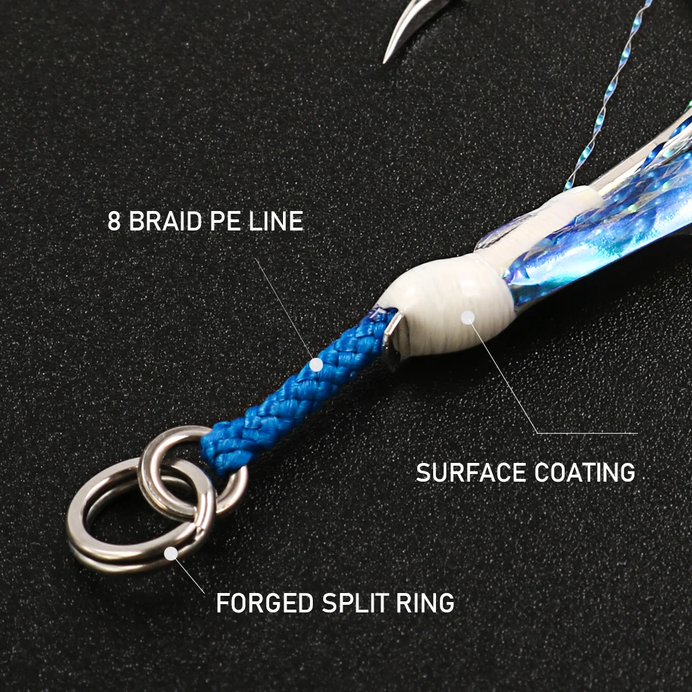 JIGGING PRO 1/0 2/0 3/0 4/0 anzuelos de asistencia de Jigging gancho único para señuelo de plantilla de Metal pesca en agua salada - imagen 4