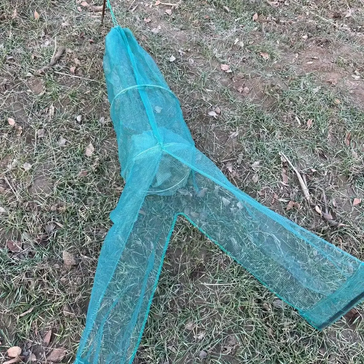 Jaula para camarones Lawaia con cadena de hierro, Red de trampa, jaula de pesca plegable, flotador de espuma, malla pequeña, SIN Cadena, 1m, 2M, 3M - imagen 3