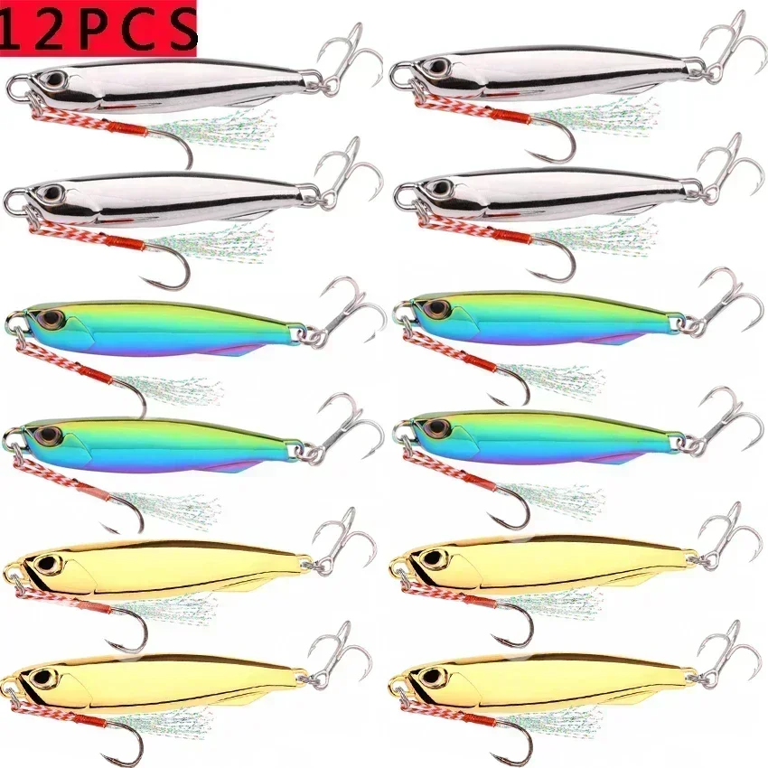 12 pzas/lote plantilla de Metal Señuelos de Pesca 60g 40g 30g 20g 15g 10g 7g hundimiento fundido Wobbler Lucio cuchara carpa Spinner equipo de mar Pesca - imagen 3