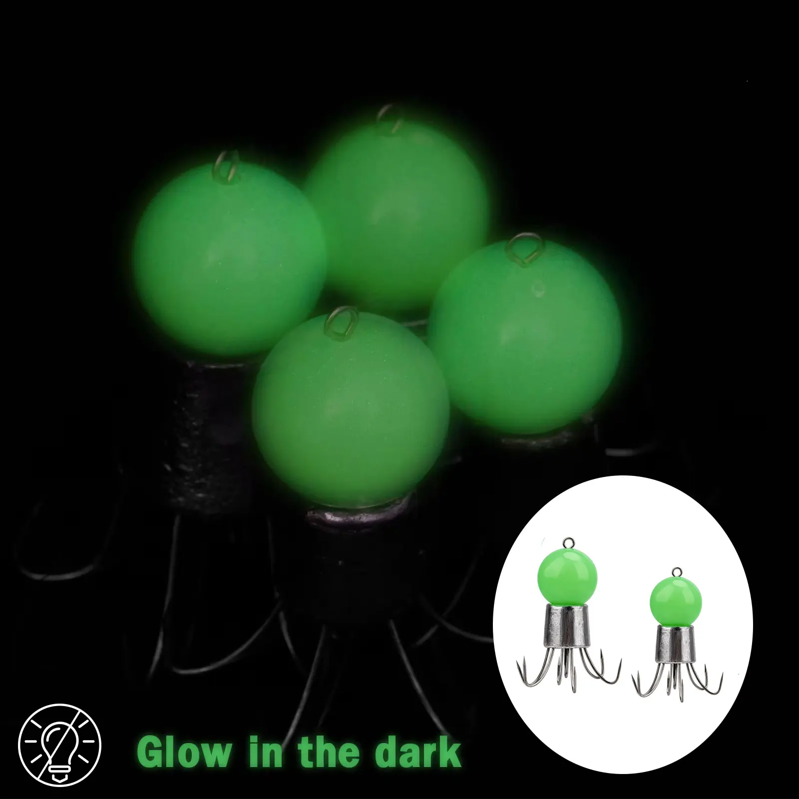 Anzuelo de pesca con cabeza de plantillas de calamar, anzuelos de cabezas de calamar de pulpo brillante de 80g, anzuelo de paraguas de simulación luminosa de 55g, 1 ud. - imagen 4