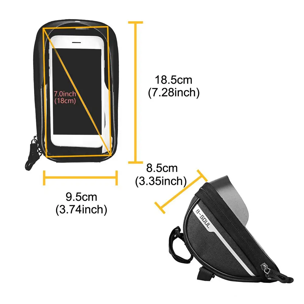 Funda impermeable para teléfono móvil de bicicleta, bolsa para teléfono con pantalla táctil, tubo frontal para manillar, novedad - imagen 5