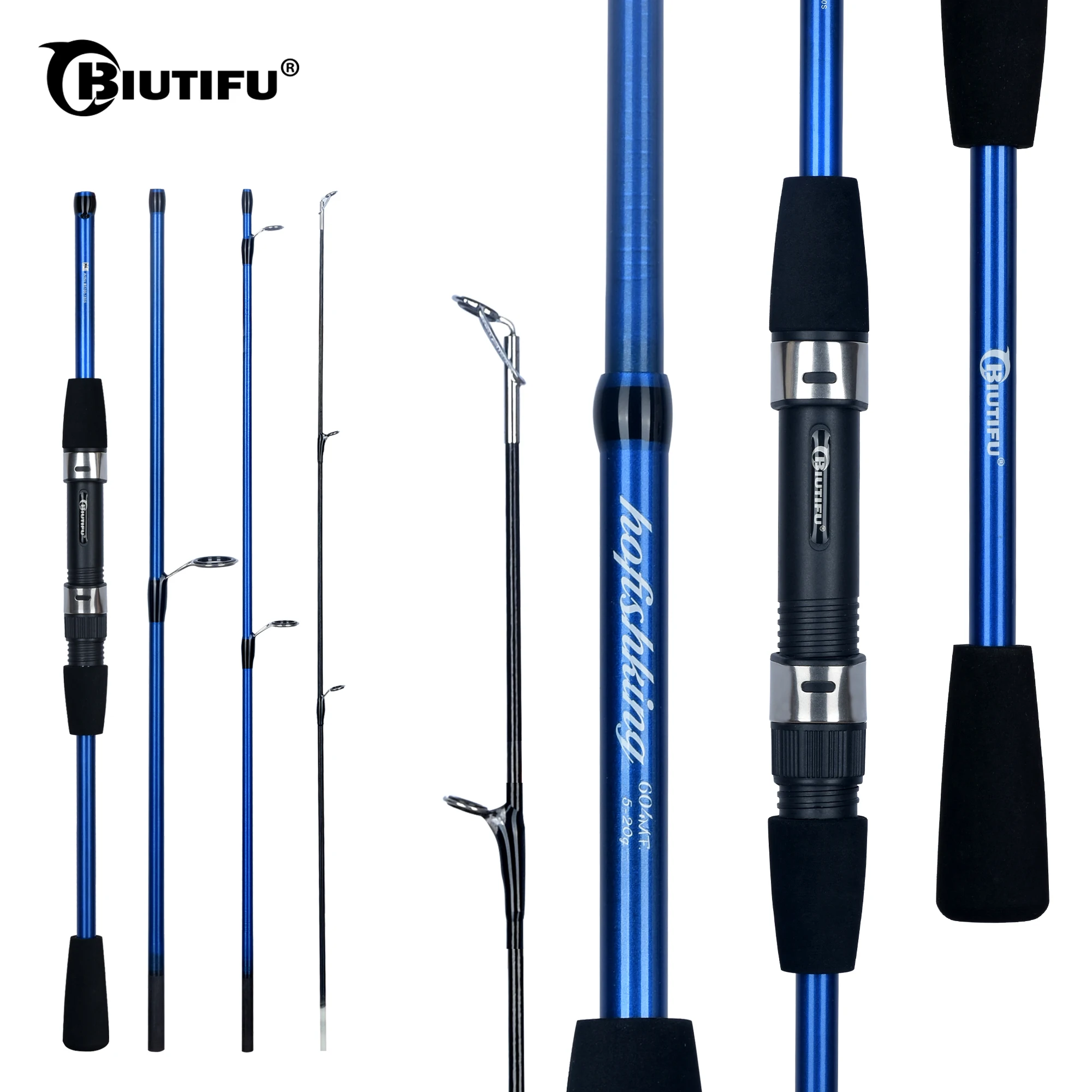 Caña baitcast ultraligera Felenhai Travel Carbon 4/5 tramos trucha
