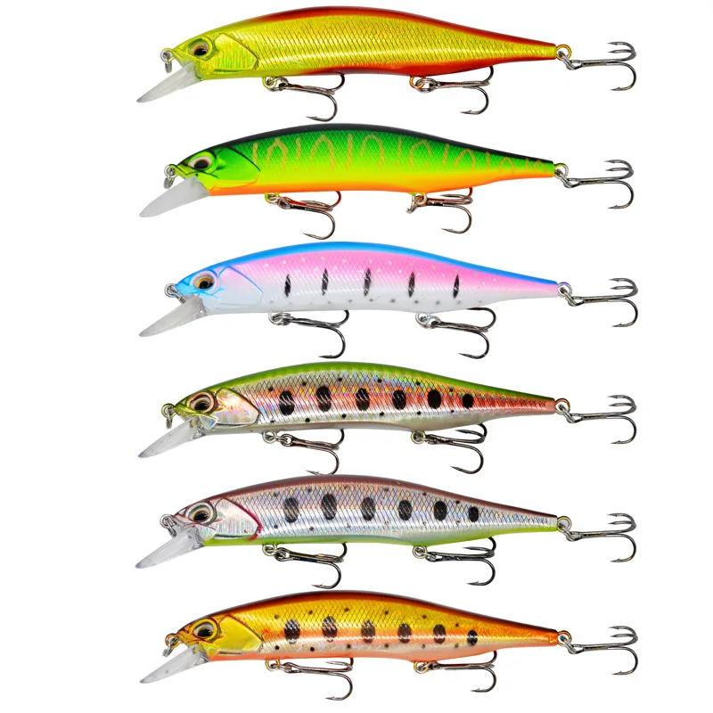 Señuelo de pececillo de pesca, cebo duro de 12cm, 15g, simulación de buceo, 1,5-2m, señuelos artificiales, anzuelos triples, 1 pieza en oferta