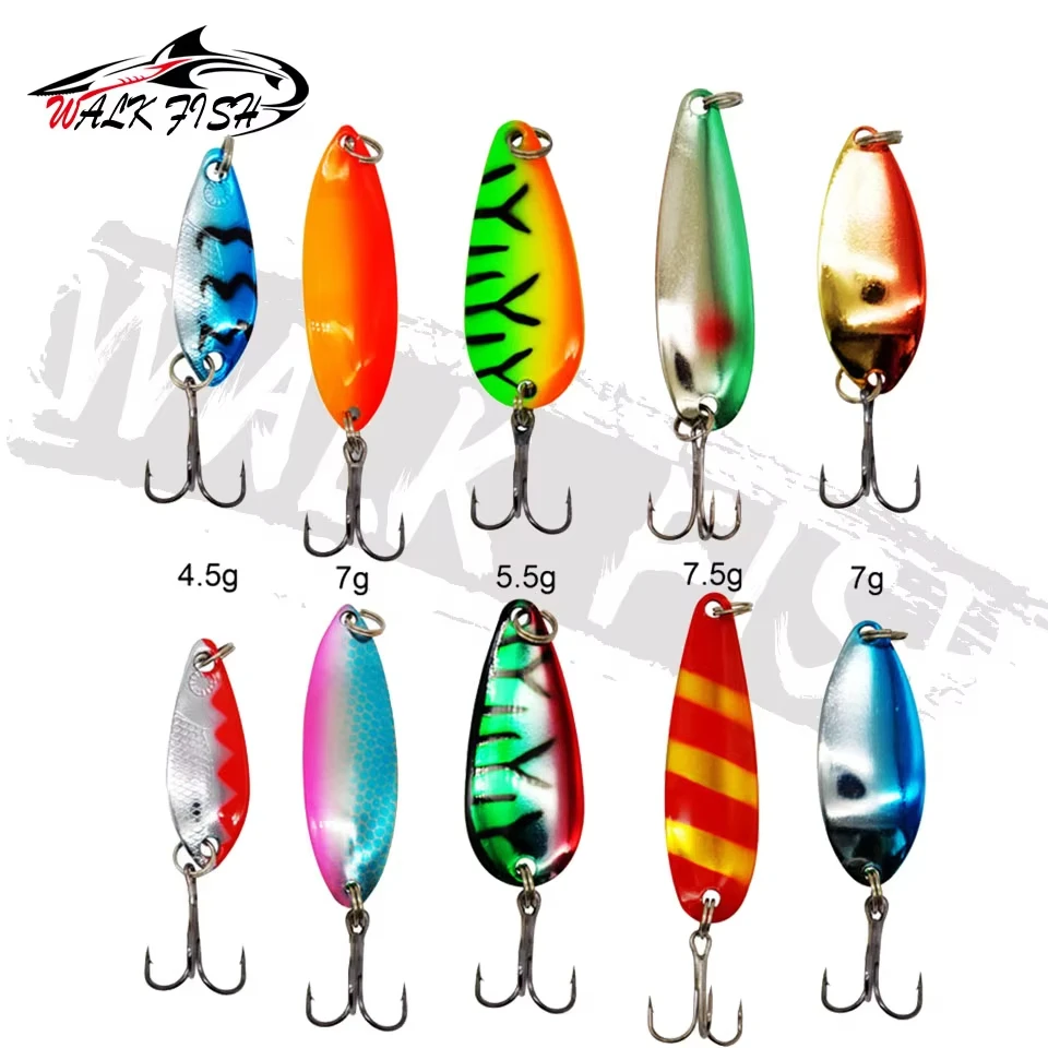 WALK FISH-señuelo de pesca con cuchara, Spinner de colores con lentejuelas, boca volteada de Metal, lubina, boca de caballo, cebo Artificial duro, 4,5g - imagen 2