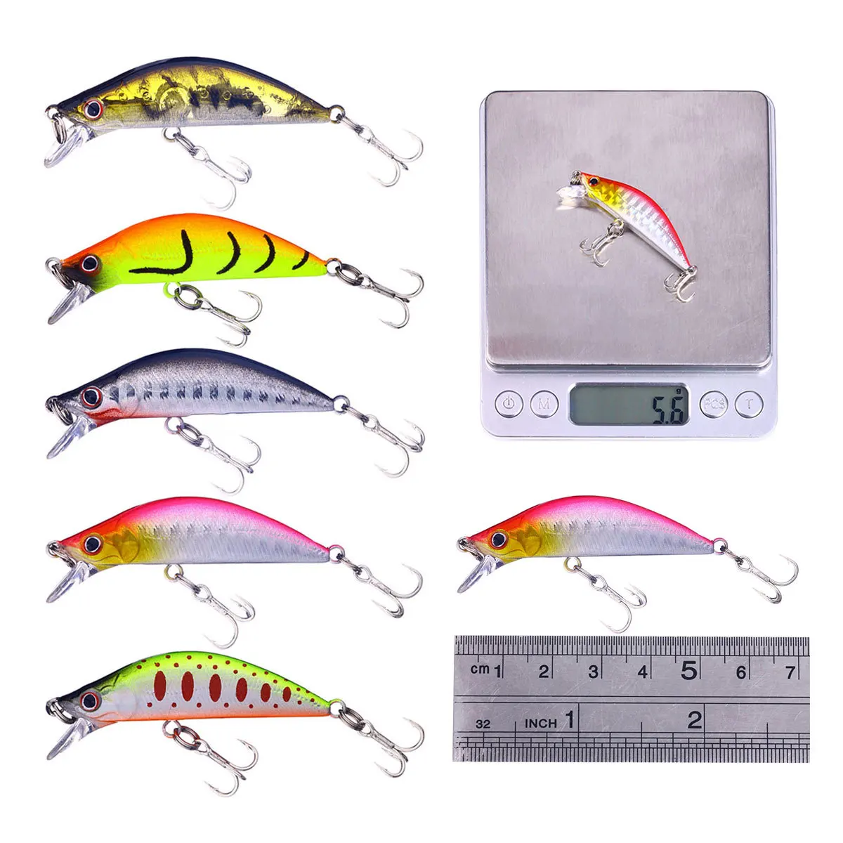 Señuelo de pesca de pececillos, cebo duro de plástico Artificial, Wobbler Crankbait, aparejos de lubina, ojos 3D, 5,5 cm, 5g, 1 unidad - imagen 3