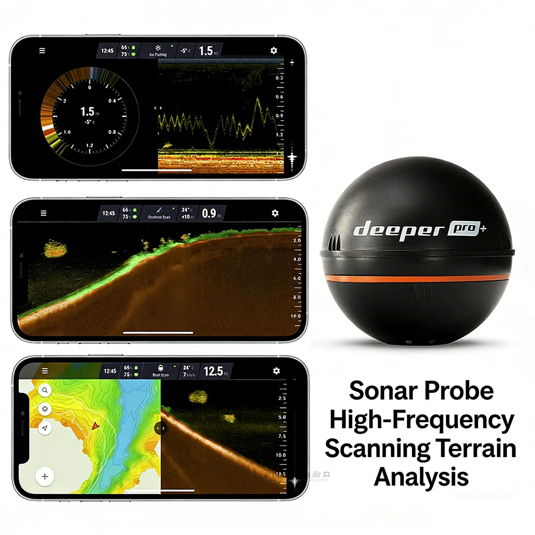 Sonar inteligente más profundo Chirp + 3 buscador de peces, batería CHIRP 15H de tercera generación, mapeo GPS 3D inalámbrico para pesca en hielo/tienda/barco iOS/Android - imagen 2