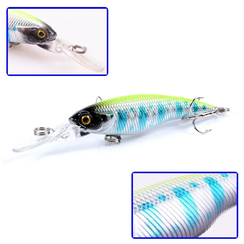 WDAIREN 1 Uds 80mm 5,7g Minnow Pesca Wobblers cebos de manivela dura Señuelos de Pesca artificiales Lucio aparejos de Pesca - imagen 2