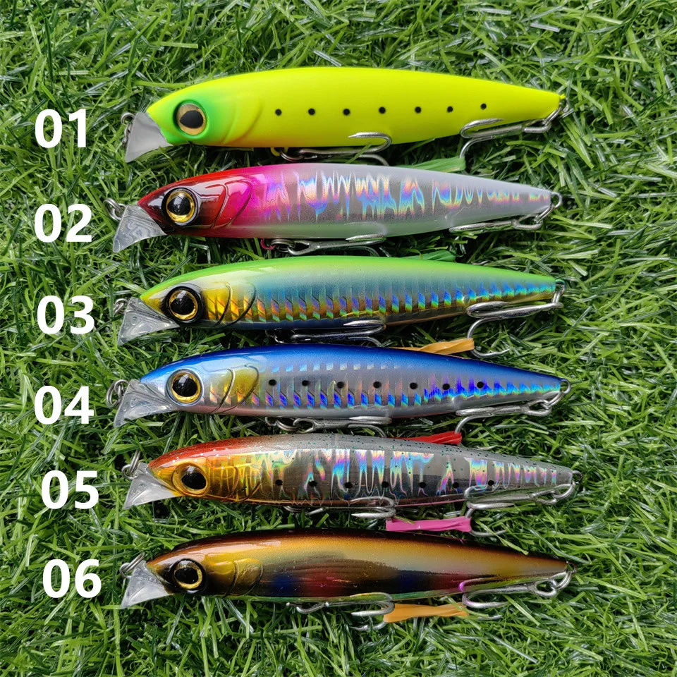 Lápiz duro de pececillo hundido, cebo Wobbler Hybird de 105mm, 32g, 120mm, 42g, pesca de lubina de agua dulce, calidad japonesa, 3 unidades - imagen 5