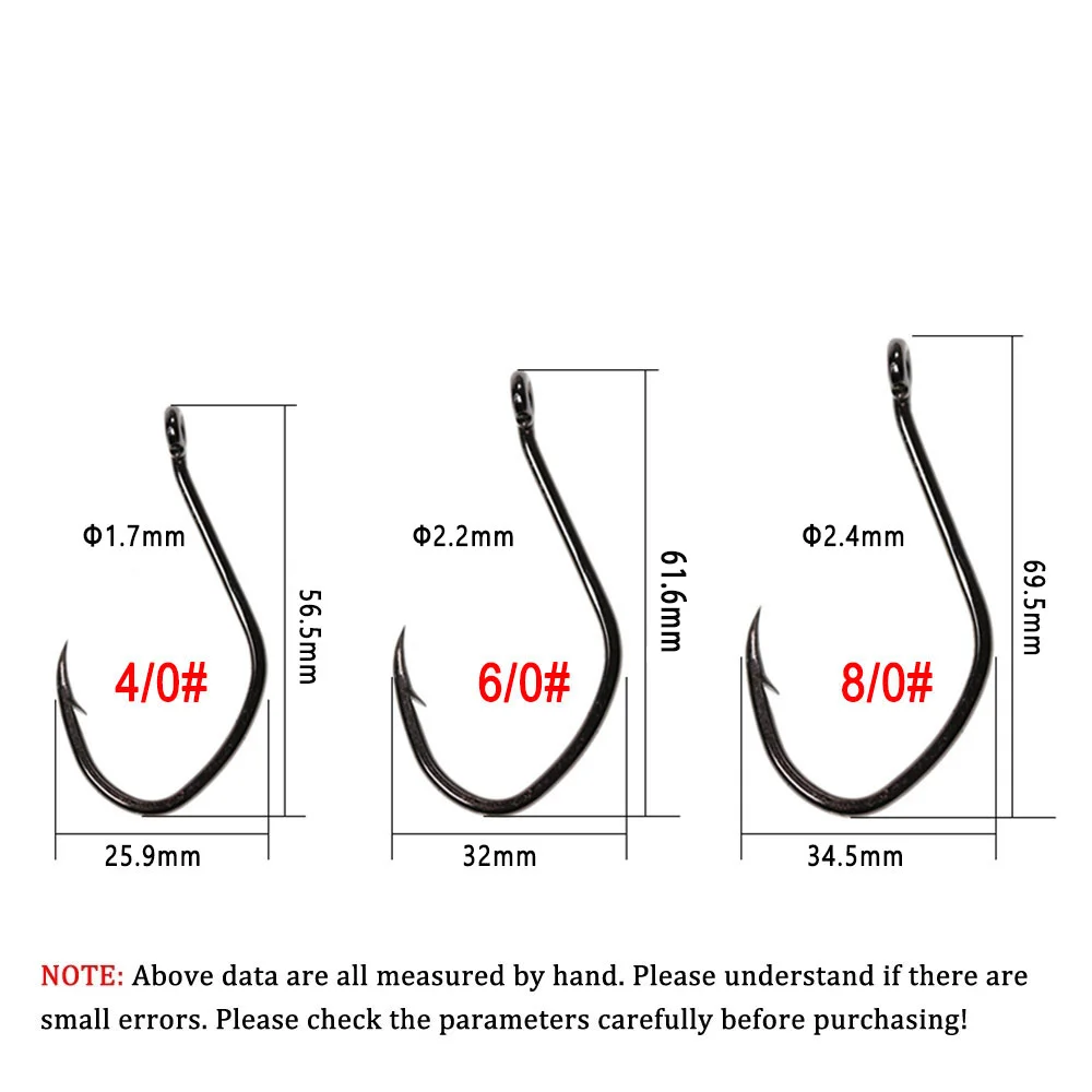 Wifreo 20 piezas anzuelo de bagre en forma de V, anzuelo de pesca de lubina con púas compensadas, 8 6 1/0 2/0 3/0 4/0 6/0 8/0, anzuelos de pesca de agua salada - imagen 4