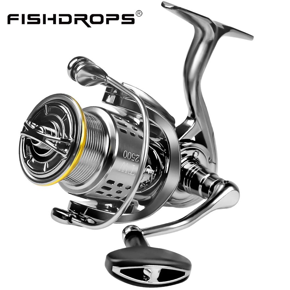 Fishdrops 12 + 1BB Carrete de pesca potente ultraligero, 5,5: 1 Ultra suave de alta velocidad para carretes de pesca de agua salada