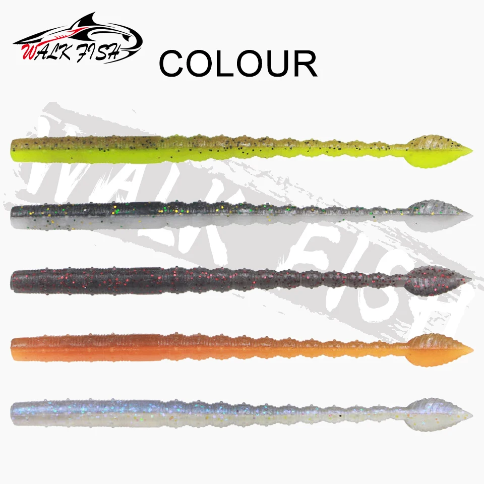 WALK FISH-cebos flotantes de gusano plano, cebos blandos de 110mm y 2,2g artificiales para lubina, aparejos de pesca, 10 piezas - imagen 5