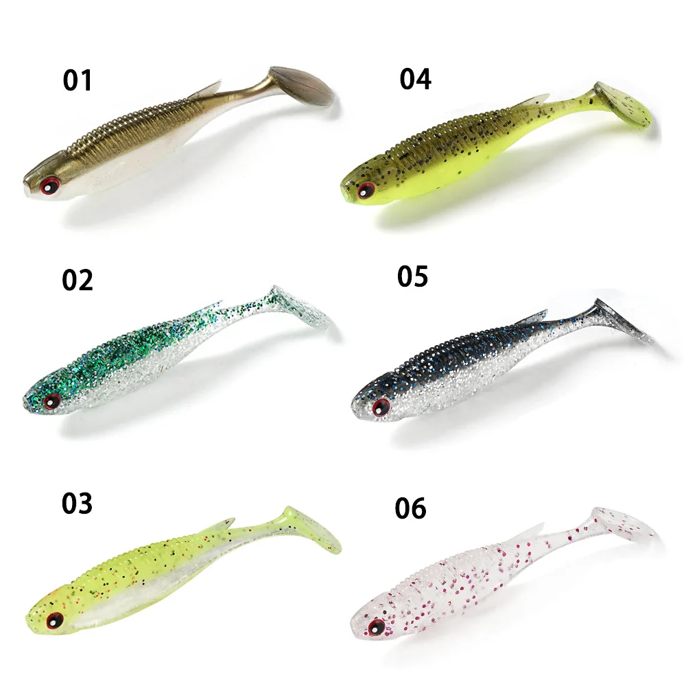 MUKUN 6 uds nuevo cebo blando 6,5 CM 2,7G Swimbait para Lucio Zander Snook perca Señuelos de Pesca con ojos 3D JIG Head Rig señuelo suave - imagen 4