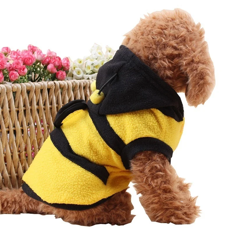 Abeja mascota cachorro abrigo ropa traje polar ropa perro gato Sudadera con capucha disfraz de Halloween Cosplay suéter sudaderas con capucha para perros - imagen 5
