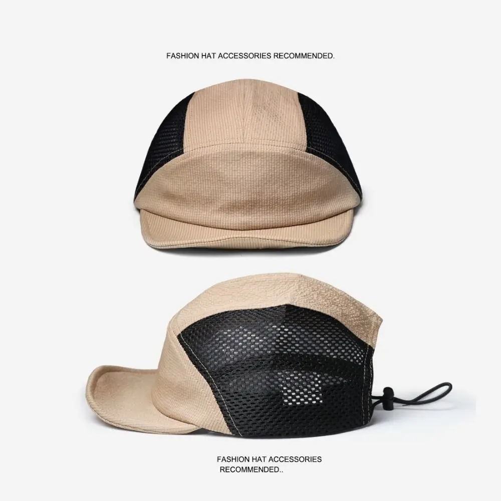 Gorra de béisbol japonesa de ala corta, transpirable, para deportes al aire libre, sombrero de malla para el sol, informal, de secado rápido, 5 paneles, para acampar y pescar