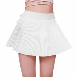 Falda deportiva de verano de cintura alta, faldas atléticas de Golf de doble capa de secado rápido para mujer, antigolpes con bolsillo