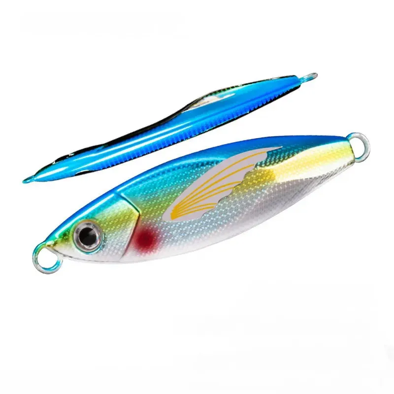 Señuelo de pesca Jigging de Metal de calidad, Micro fregadero lento, 30g-120g, Dubstep con ala, piel, atún, lubina, cuchara, plantilla, señuelo para barco de mar, 1 ud. - imagen 3