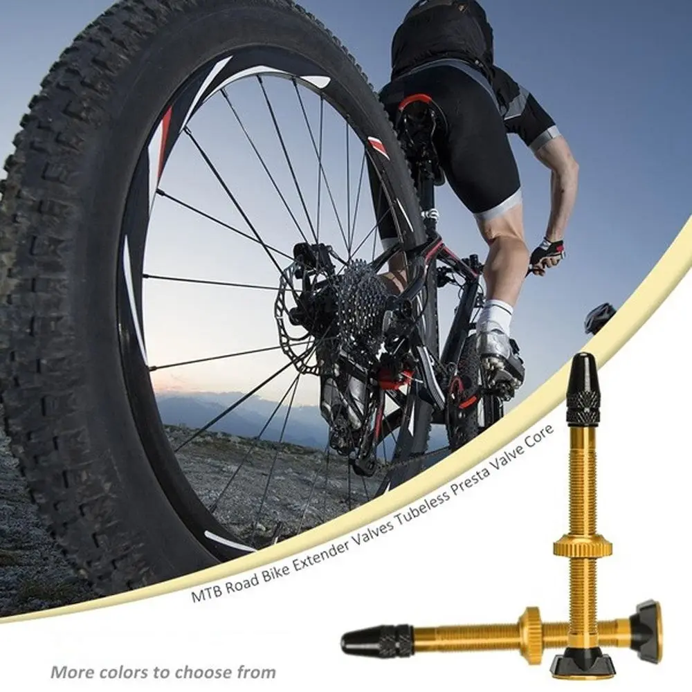 Piezas de aleación de latón y aluminio para bicicleta de montaña, extensor de sellador de vástago, válvula Presta, neumático sin cámara, 60mm - imagen 2