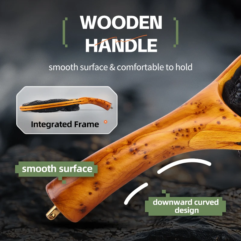 WEIHE 1 pieza de red con mango de madera curvada 13 #   Red de microobjetos Luya Stream - imagen 5