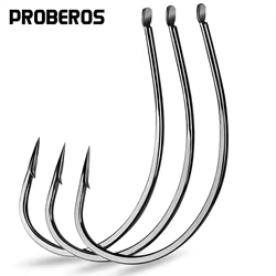 PROBEROS-anzuelos de pesca individuales, 10 piezas, 6-7 #-8 #-9 #-10 #, de gran espacio anzuelo de pesca, acero de alto carbono, gusano, aparejos de pesca de lubina