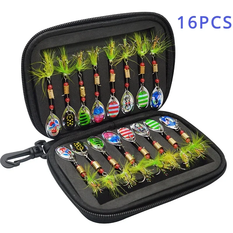 Spinner giratorio de 3g para Lucio, salmón, pesca en el mar, Wobbler, Trolling, superficie dura, señuelo Topwater, Jig Spinner, Kit de cebo con caja de aparejos - imagen 5