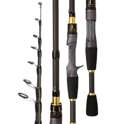 Caña de pescar telescópica ultracorta, multifunción, giratoria, de fundición, de alto carbono, duradera, antideslizante