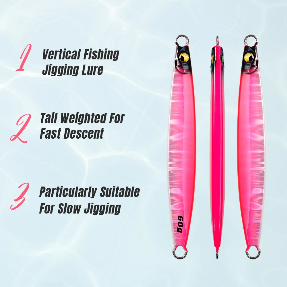 JIGGING PRO 60g 80g 100g Slash Beat plantilla de Metal agua salada señuelo de Jigging Vertical plantillas de pesca luminosas aparejos de pesca - imagen 4
