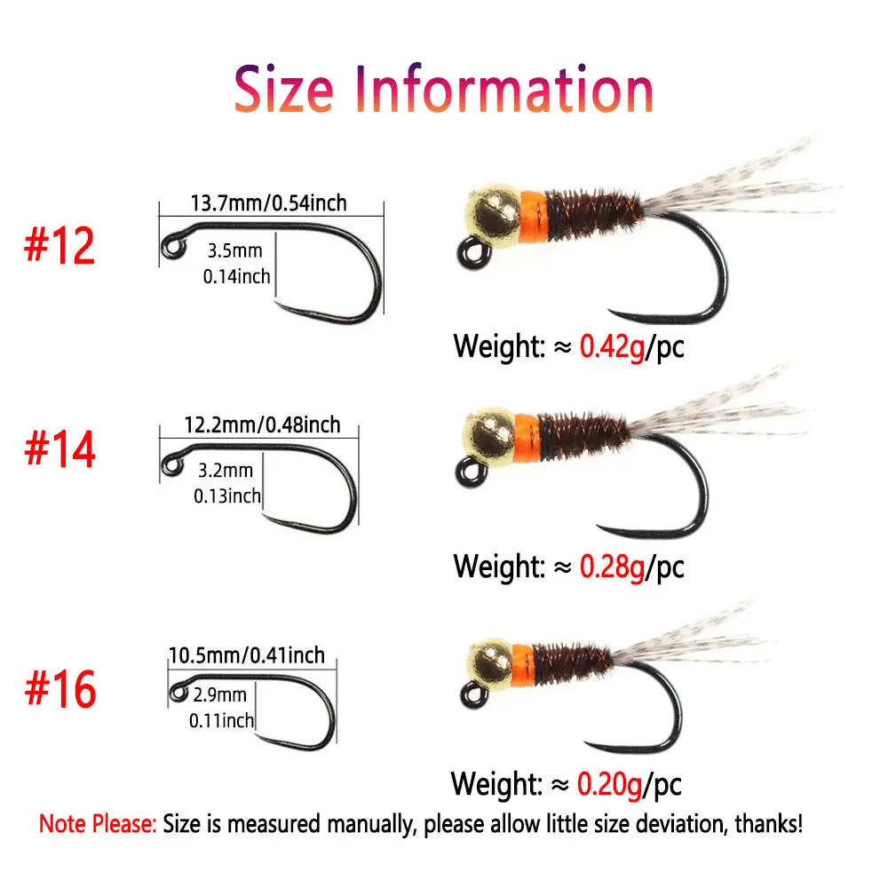 Bimoo 6 uds plantilla de tungsteno Ninfa marrón Euro Perdigon Ninfa mosca húmeda competición pesca ninfas españolas trucha Grayling mosca de pez blanco - imagen 5