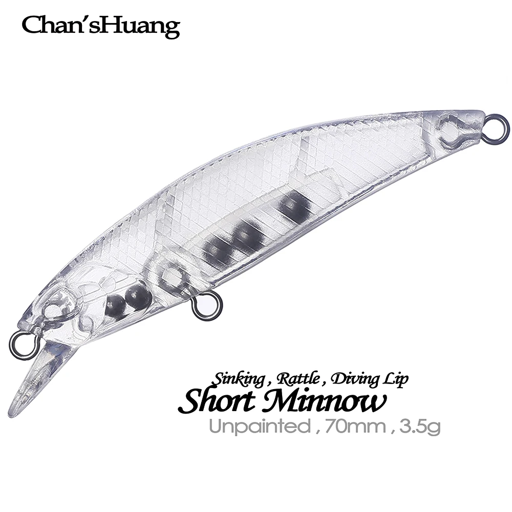 Chan'sHuang-Cebo en blanco sin pintar para 20 piezas, cebo de buceo, labio que se hunde, piscardo, 7CM, 3,5G, aparejo de señuelo de pesca Artificial hecho a mano