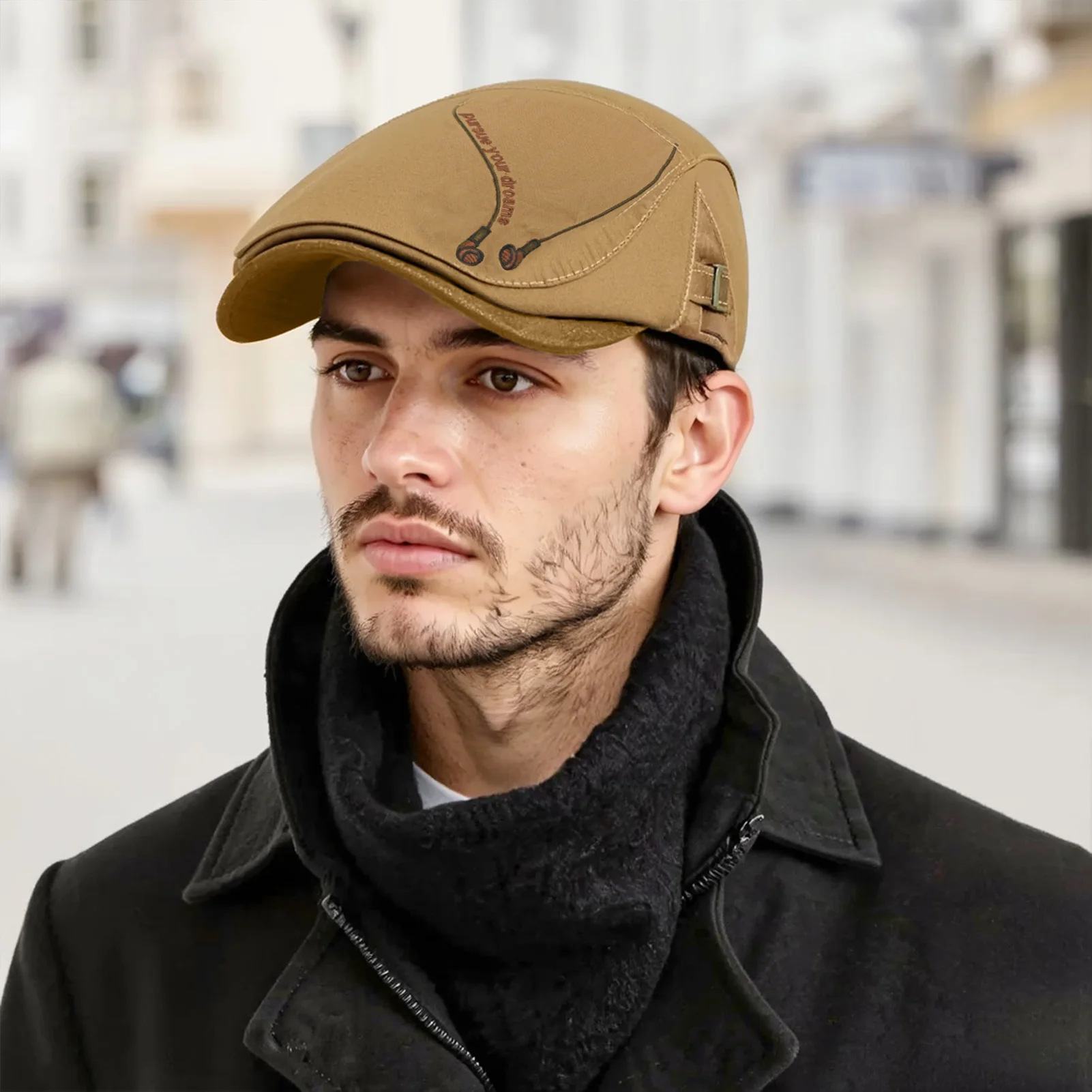 Gorro a prueba de viento para exteriores de otoño, sombrero Vintage británico de ala ancha para acampar, senderismo, ciclismo, montar, viajes, gorros cálidos de moda - imagen 2