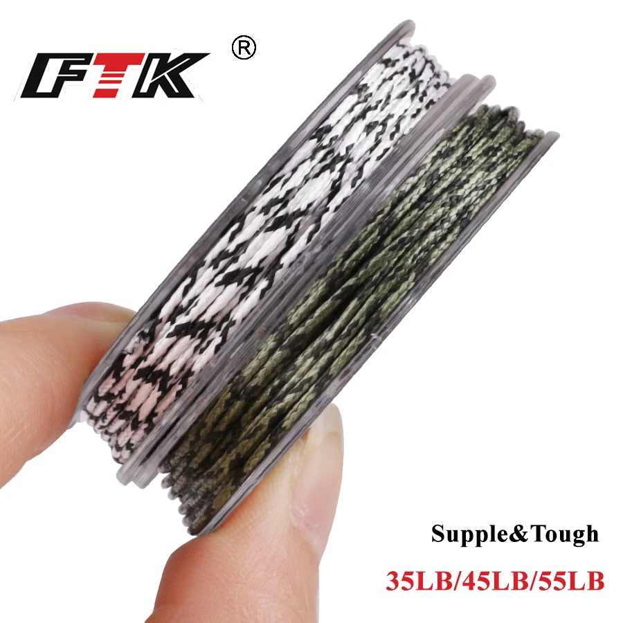 FTK Leadcore-línea de pesca de carpa, aparejo trenzado de 4 colores, 10M, 15,9/20,45/25KG, 35LB/45LB/55LB - imagen 3
