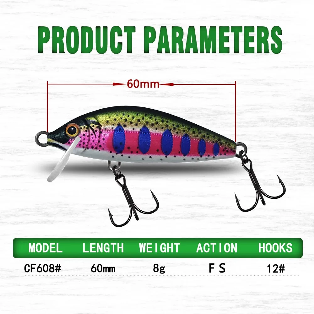 Señuelo de pesca de pececillo hundido, industria superior, 4 colores, 6cm, 8g, señuelo de trucha Artificial, cebos duros Jerkbait para lago - imagen 4
