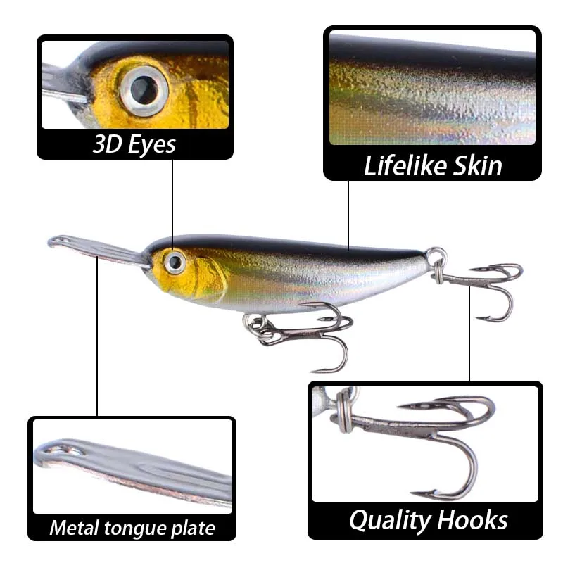 1 Uds señuelo de Pesca Minnow 5,5 cm/5,8g cebo duro hundido Wobbler Jig cebo Crankbait carpa lubina rayada Pesca aparejos de Pesca SwimBait - imagen 2