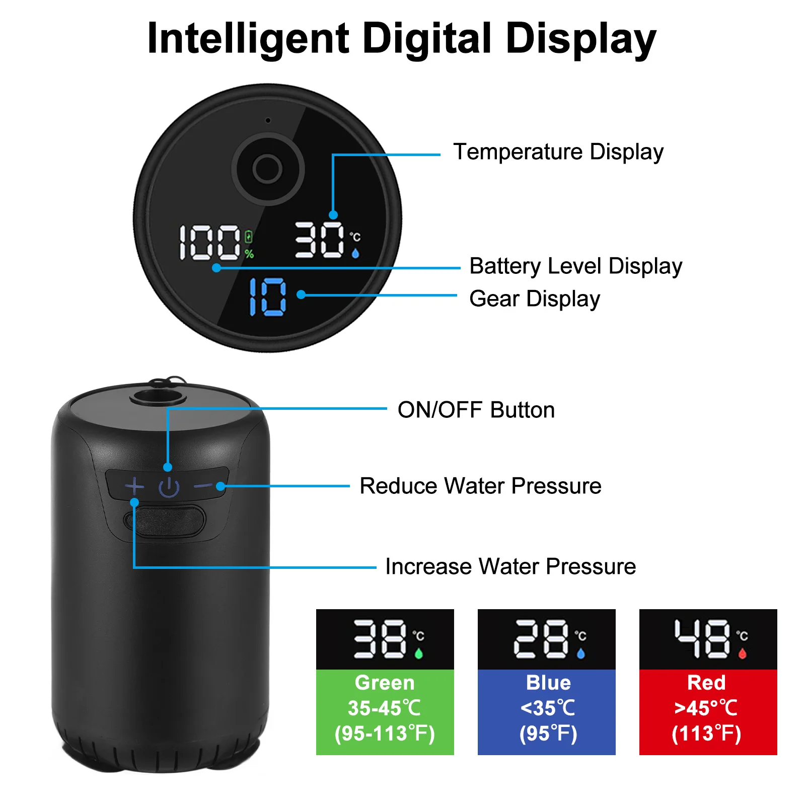 Ducha portátil para acampar, ducha exterior, ducha eléctrica con pantalla de temperatura para acampar y hacer senderismo - imagen 3