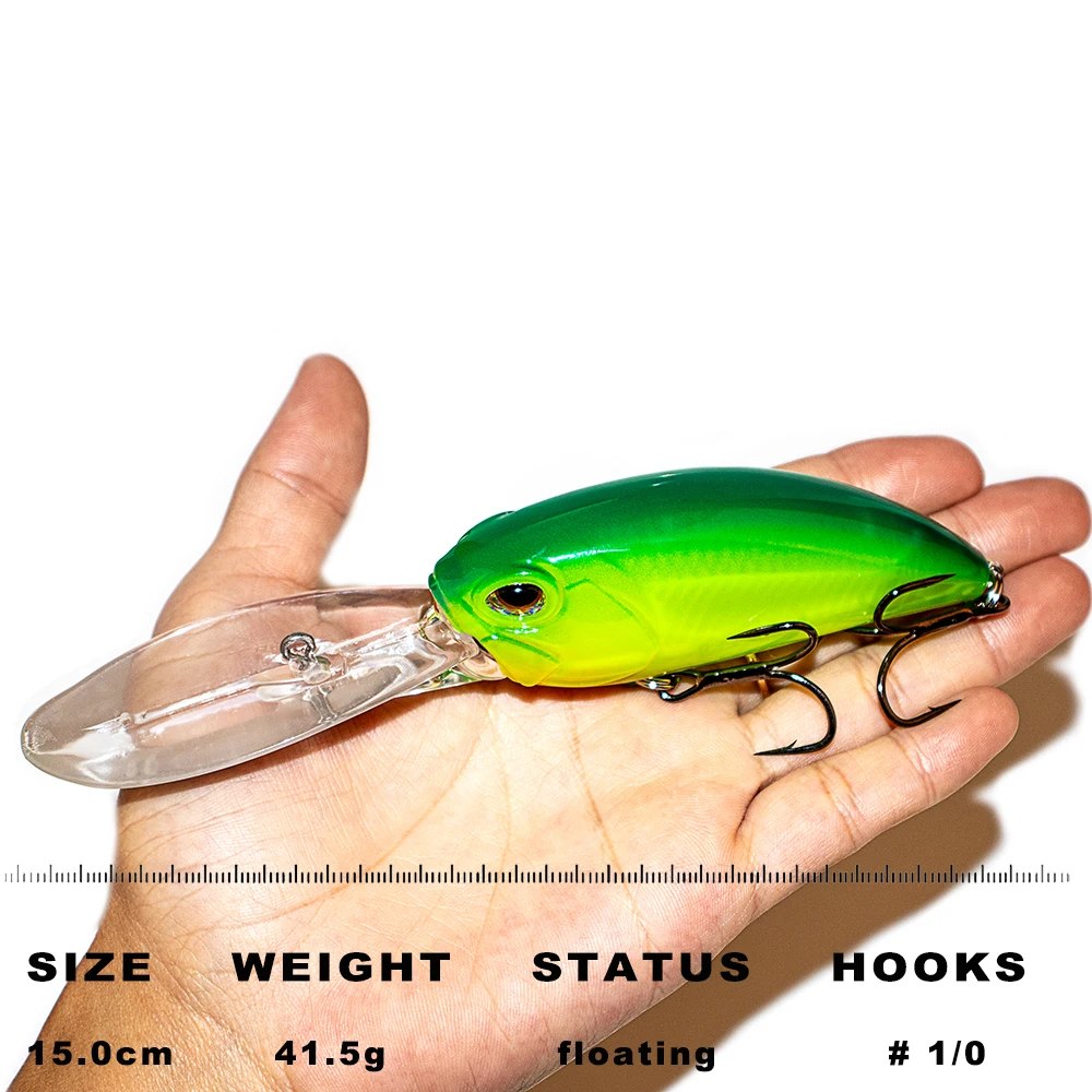 CCLTBA Crankbait de aguas profundas 15cm 41,5g Señuelos de pesca de gran juego Wobble flotante cebos duros artificiales para lubina trucha señuelo de calidad - imagen 2