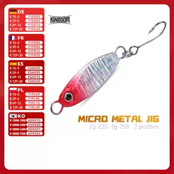Kingdom Jigging Señuelos de Pesca hundimiento pesca plantilla de Metal señuelo 2g 3g plantilla de Metal con un solo gancho cebo duro accesorios de pesca