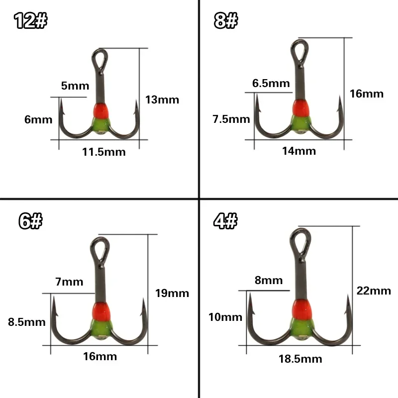 15 anzuelos de pesca 4 #   6 #   8 #   12 #   Gancho duradero de acero al carbono para Señuelos de Pesca de invierno, aparejos con estuche de plástico, accesorios de Pesca - imagen 4