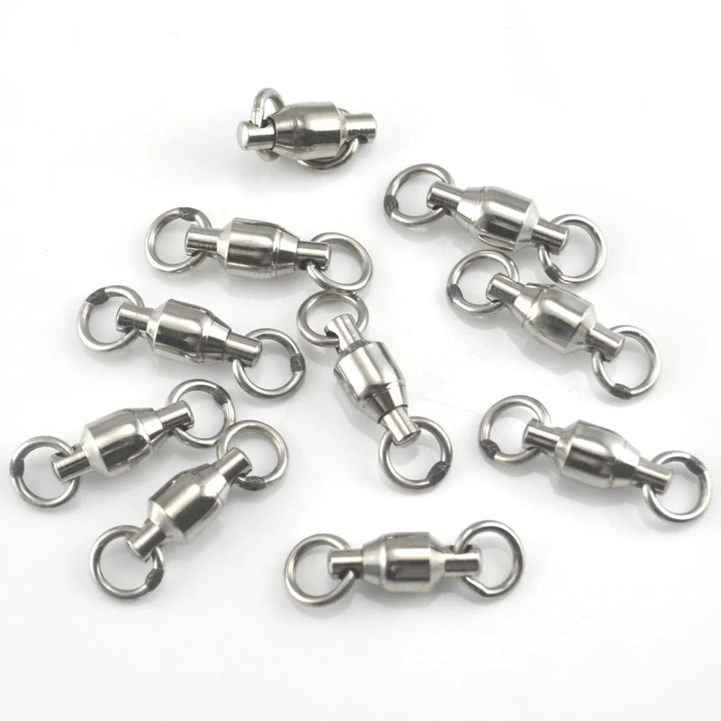 MNFT 100 unids/lote rodamiento de bolas pesca giratorio anillos sólidos conectores accesorios de aparejos de pesca de acero inoxidable - imagen 3