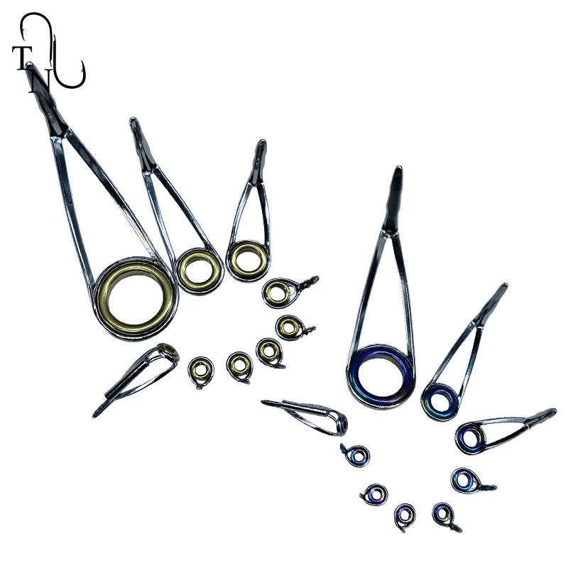 TN28-1 10 juegos de guías de caña de pescar UL giratorias, anillo de cerámica de acero inoxidable, anillo guía de acero inoxidable, reparación, montaje de reacondicionamiento DIY - imagen 5