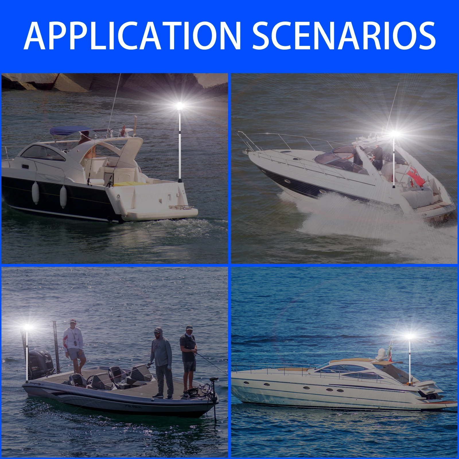 Luz de popa telescópica, ancla LED blanca redonda de navegación, USCG 2NM, base enchufable extraíble de 2 pines, 12-24 VCC, 29,5-44 pulgadas - imagen 2